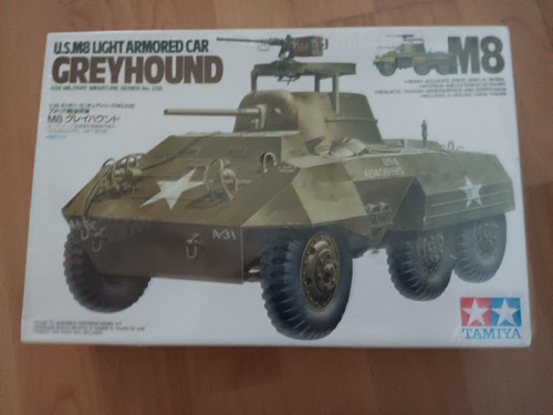 TAMIYA 35228-1:35 US SpähPz M8 Greyhound (1), model making, plastic building kit, crafts, hobby, gluing, plastic building kit