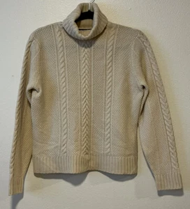Maglione girocollo lana agnello Ann Taylor taglia M avorio panna pescatore maglia cavo - Foto 1 di 7