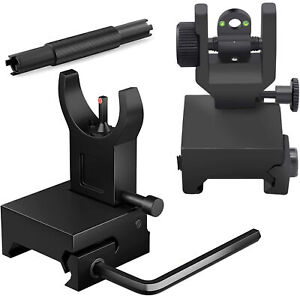 Fiber Optic Iron Sight Flip Up Iron Sights Front and Rear Sight for Picatinny US