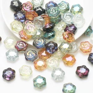 100 piezas cuentas de vidrio de murano con flor de rosa electrochapado artesanías 16 mm elige tu color - Imagen 1 de 17