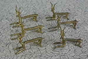 Vintage Bronze Goldton Figural Gazelle Antilope Messerstützen 6er Set - Bild 1 von 10