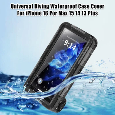 Waterproof Diving Case For iPhone 16 15 14 13 Pro Max Plus 12 Mini XR XS X Cover - Image 1 of 4