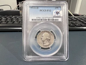 1932-D 25c Washington Silver Quarter PCGS F12 Key Date (HE) - Picture 1 of 3