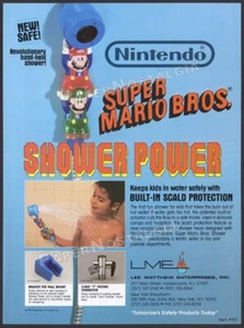 SUPER MARIO BROS. SHOWER POWER - Original 1990 Trade AD / ADVERT _ Nintendo _LME - Picture 1 of 1