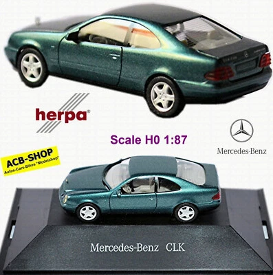 Mercedes-Benz CLK C208 Coupé 1997-99 Verde Minerale Metallizzato 1:87 Herpa - Immagine 1 di 4