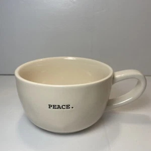 Vintage Early Rae Dunn Magenta “PEACE” Cafe Au Lait Mug Rare Artisan Typewriter - Picture 1 of 6