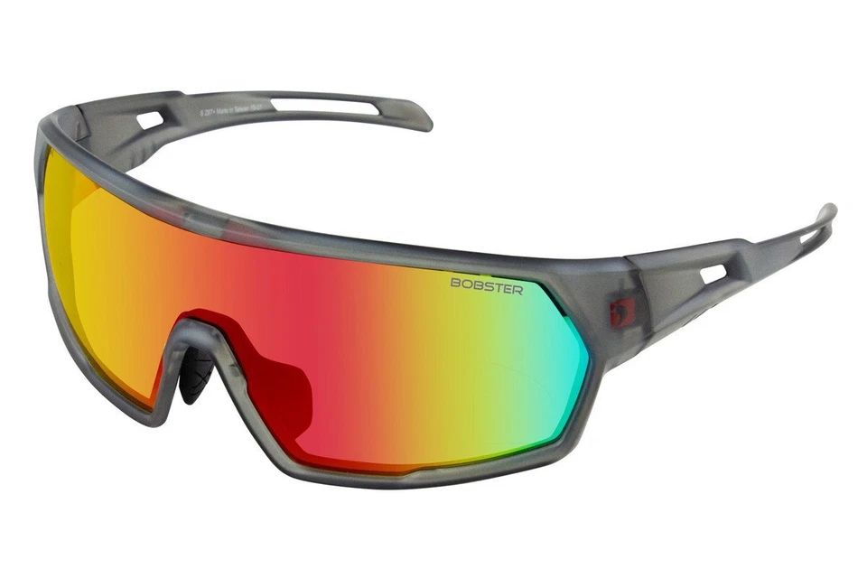 Bobster Speed Sunglasses Matte Clear Gray w/Smoke Crimson Mirror Lens Foto 1 de 1