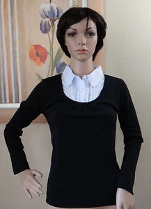 NWT STAR RIDE 2-in-1 look black knit top w white collar long sleeve top,girl 12 - Picture 1 of 3