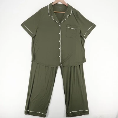 Уютный земли пижамы комплект женщин 2XL зеленый бамбук вискоза эластичной мягкий Loungewear - Изображение 1 из 4