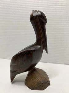 Vintage Pelican Iron Wood Hand Carved Sculpture P123 - Picture 1 of 6