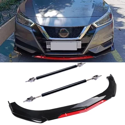 For Nissan Maxima Front Bumper Lip Splitter Lower Spoiler Body Black+Red Foto 1 de 4