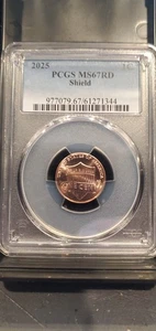 Superb! 2025 PCGS MS67RD SHIELD LINCOLN CENT - Picture 1 of 3