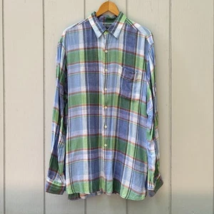 Polo Ralph Lauren — Camisa Madrás Manga Larga VTG — L — 17 X 35 — 100 % Lino — Marlowe — En muy buen estado+ - Imagen 1 de 9