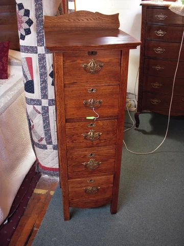 Antique Oak Lingerie chest Dresser 1900's refinished Bureau 18" wide Cover