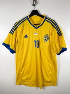 Adidas Mens Sweden Home Zlatan Ibrahimovic #10 Soccer Jersey Yellow Sz L 22x29.5 - Picture 1 of 20
