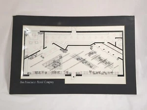 Pen And Ink Blueprint San Francisco Floral Co. Signed Line Realism Modern Art - Picture 1 of 6