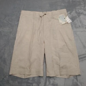Trader Bay Shorts Mens Medium Beige Linen Blend Lightweight Casual Summer Beach - Picture 1 of 9