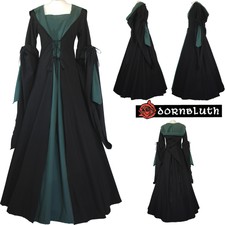 Mittelalterliches Halloween Karneval Kleid Kostüm Milienn Schwarz-Grün XS-56