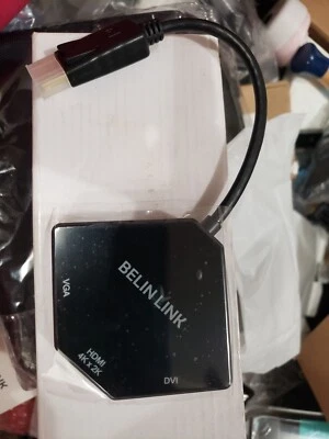 DP to HDMI VGA DVI Adapter Displayport to HDMI 4K Adapter 3 in 1 Display BLACK - Image 1 of 4