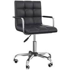Black PU Leather Mid Back Swivel Desk Chair 52.5x54x99cm