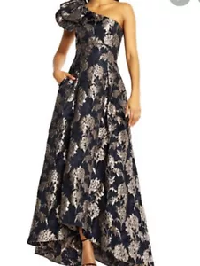 Aidan Mattox Floral One Shoulder Jacquard Gown. Size 0. - Picture 1 of 9