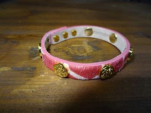 BRACCIALE DONNA ROSA BRILLANTE STAMPA GIRAFFA/ORO RUSTICO **NUOVO IN BUSTINA** - Foto 1 di 2