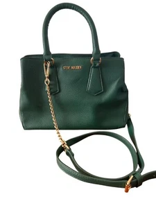 Steve Madden Green Satchel Purse Crossbody Bag Gold Chain Strap Handles - Picture 1 of 8