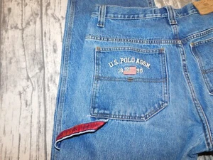 VTG U.S. POLO ASSN JEANS BAGGY CARPENTER EMBROIDERED FLAG 90's Y2K MENS 32 x 30 - Picture 1 of 20
