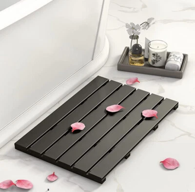 木制竹浴淋浴垫-防滑防水大型浴室地板垫 — 第 1/4 张图片