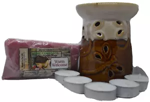 Quemador de aceite de libélula marrón de cerámica grande set de regalo gránulos a fuego lento calentador de cera - Imagen 1 de 11
