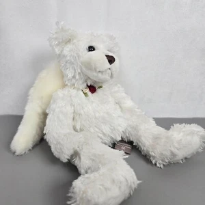 First & Main Angel Bears No. 1304 White Plush Bear With Wings & Red Rose 10" - Picture 1 of 11