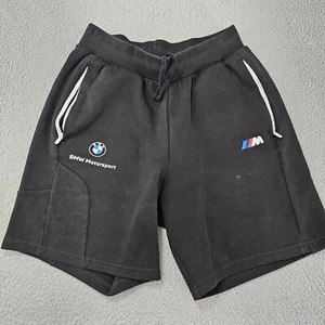 BMW Motorsport Puma Sweat Shorts Mens Size Small Black Fleece Terry Knit Preppy - Picture 1 of 11