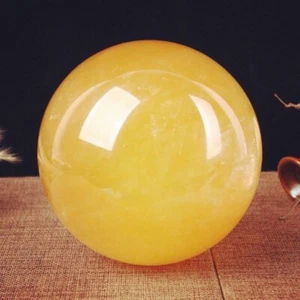 100 mm natürliche gelbe Quarz Kristall Kugel Kugel Heilstein + Ständer - Bild 1 von 4