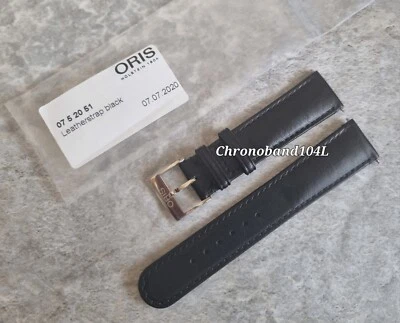 Genuine OEM Oris 20/18mm Black Calf Leather Watch Strap & Buckle NEW!  - Image 1 of 4