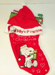 Set Calza e Cappello Primo Natale Bambino Snoopy Holiday Include Cappello - Foto 1 di 9