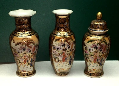 3 ältere China-Vasen im Ming Dynastie Stil, figürliches Dekor, handgearbeitet - Bild 1 von 4