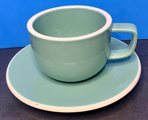 PIEDRA DE COLOR SASAKI ~ PIEDRA DE COLOR ~ Vert de Gris ~ 2 PARES DE tazas y platillos ~ Japón - Imagen 1 de 5