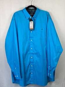 RESISTOL Western Shirt Men XXL Blue Long Sleeves Long Tail Cowboy Work Button Up - Picture 1 of 6