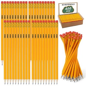 400 Pack #2 HB Pencils Bulk Pre-Sharpened for Classroom or Office Yellow - Picture 1 of 6