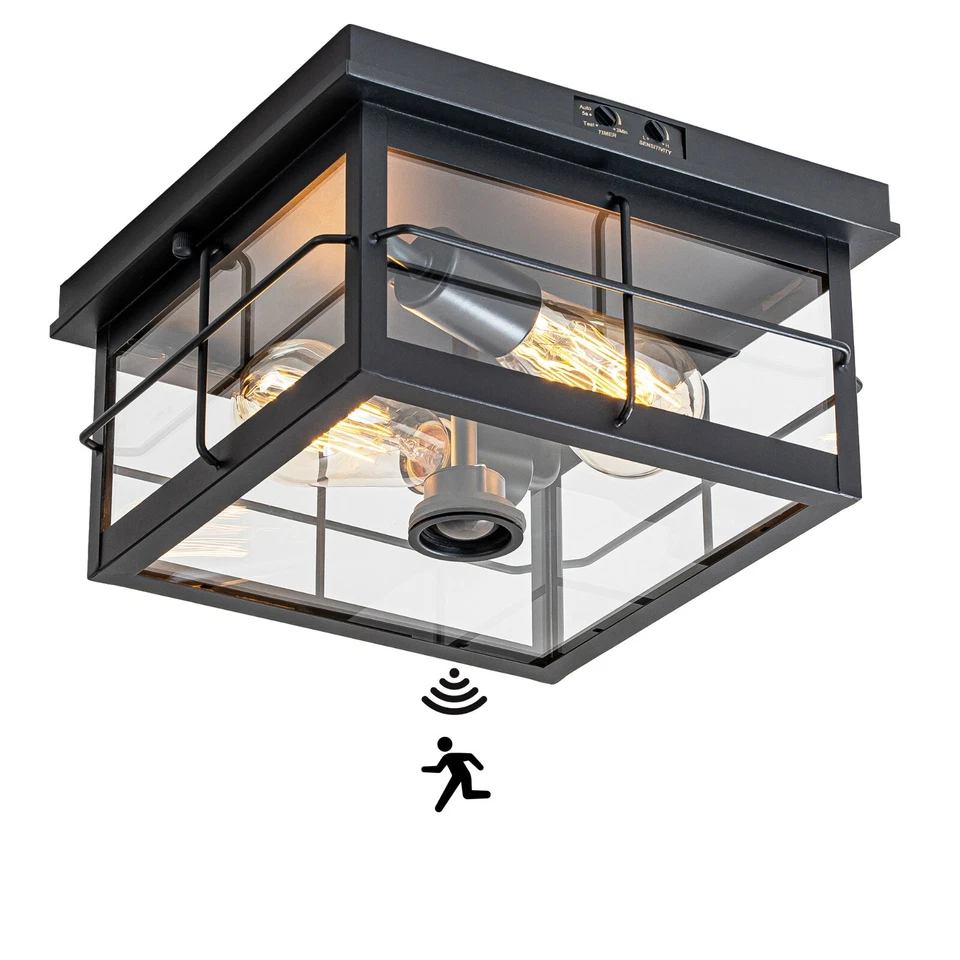 Flush Mount Outdoor Ceiling Light with Motion Sensor,Modern Porch Ceiling Light - Image 1 of 4