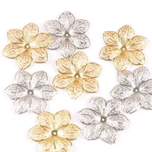 Craftbuddy US 10 piezas 43 mm plata y oro filigrana metal adorno flor artesanía de boda - Imagen 1 de 5