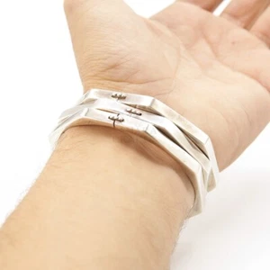 Bracciale Donna Semplice Argento Sterling 925 Braccialetti, Braccialetto Ottagonale Fatto a Mano - Foto 1 di 7