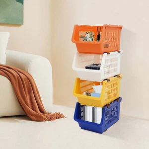 4 PCS Stacking Storage Baskets, Stackable Organizer Baskets, Stackable Bins - Picture 1 of 11