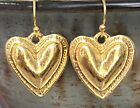 Etched Gold Puffy Heart Charm Dangle Earrings. Love. Adore.