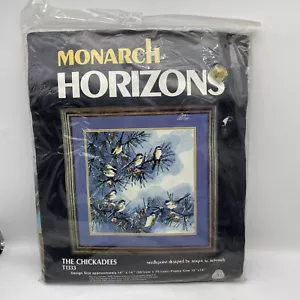 Vintage Monarch Horizons The Chickadees Needlepoint Kit T1333 Birds Winter Pine - Picture 1 of 5