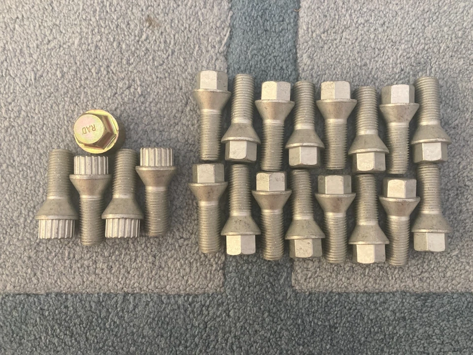 16x Genuine BBS Wheel Lug Bolts & 4x BBS Spline Security Bolts & Key NEW RARE - Image 1 of 4