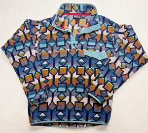 PATAGONIA Synchilla Cedar Mesa Big Geometric Aztec Fleece Blue Green Brown M - Picture 1 of 8