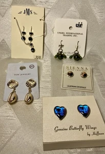 Konvolut Vintage Modeschmuck (neu, nie getragen) Ohrringe, Halskette, Kristalle - Bild 1 von 9