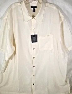 Van Heusen-Mens Short Sleeve Button Down Shirt-2XLB XXL Big-NEW w/Tags-Off White - Picture 1 of 6