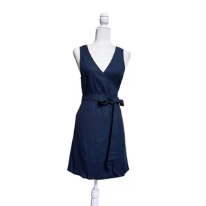 Andie Swim Navy Blue Linen Sleeveless V Neck Wrap Womens Size M Swim Cover Up - Picture 1 of 11
